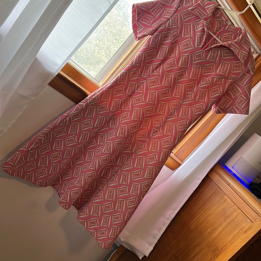 Vintage 70s Lane Bryant tall shop abstract v neck dress